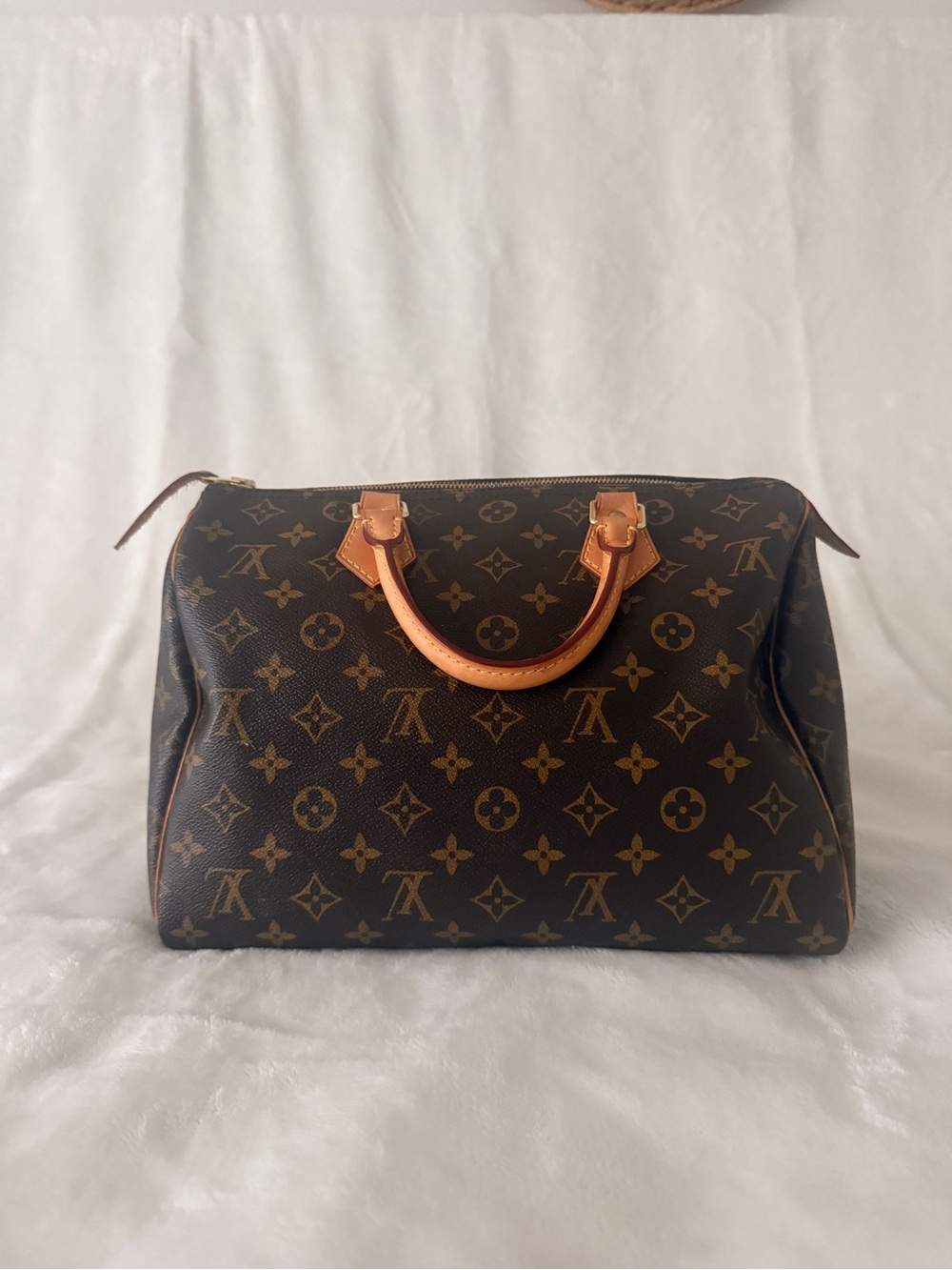 Louis Vuitton Monogram Satchel - Brown with Tan Trim